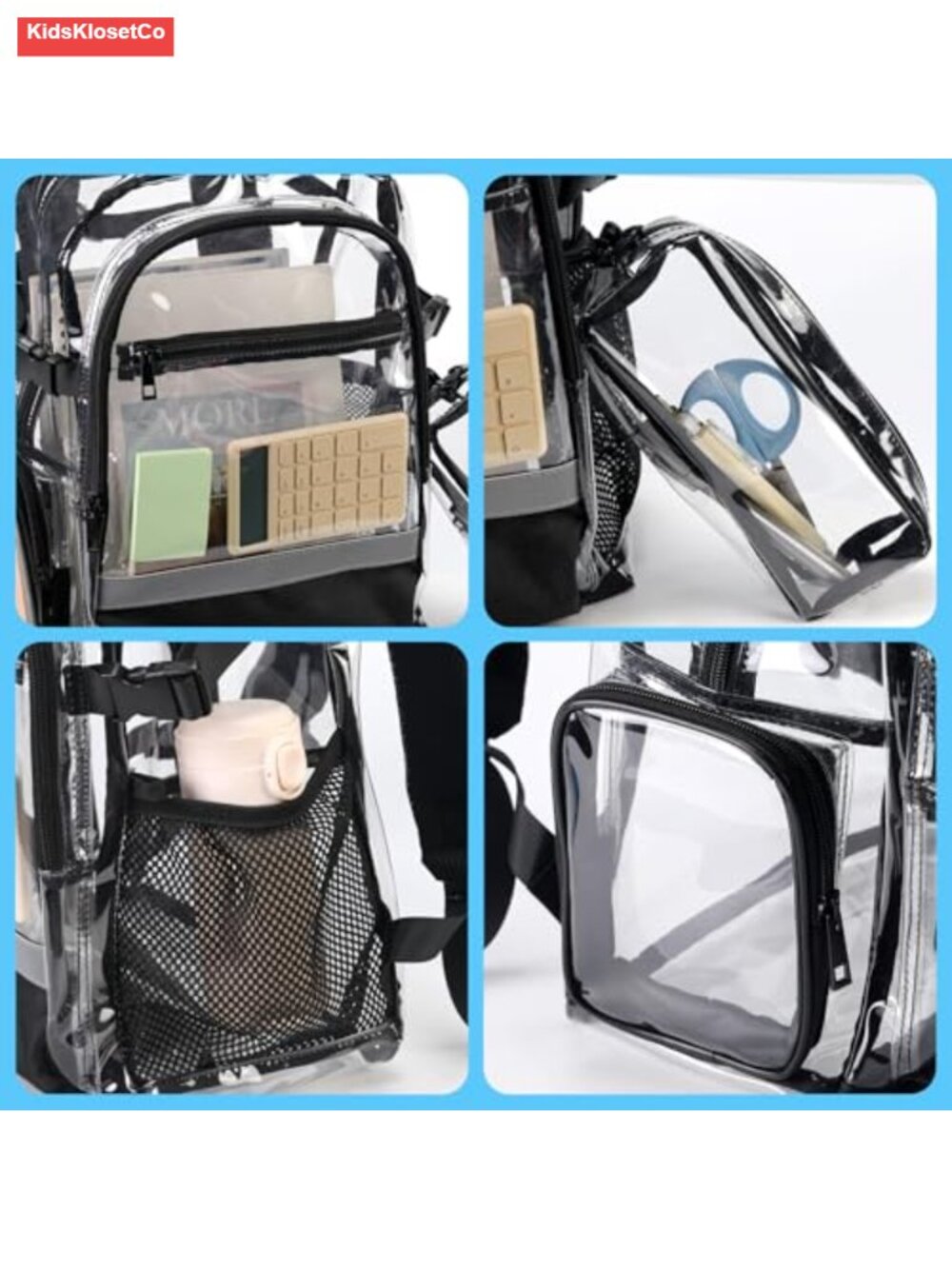 Clear PVC Heavy Duty Backpack for School, Stadium, Work, 17 inch Laptop - Picture 4 of 6